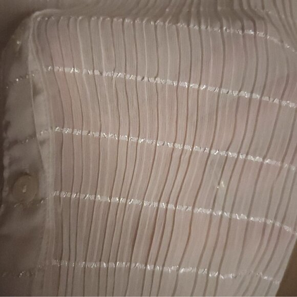 Serenade Womens White Pleated Sheer Button Front Blouse Small - Picture 5 of 8